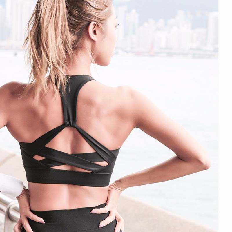 Bras Women White Strap Push Up Sports Bra for Women Gym Running top Bra Athletic Vest Hollow out Sportswear Underwear J230529