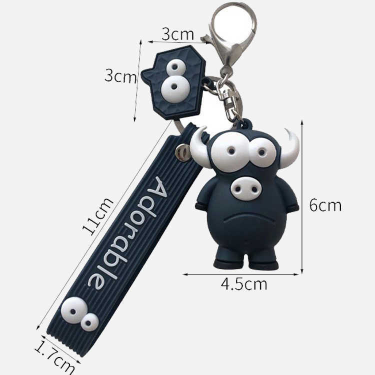 Key Rings Fun ugly big eyed elephant cute cartoon epoxy resin ox eye car keychain ring seat bag pendant jewelry pavilion G230526