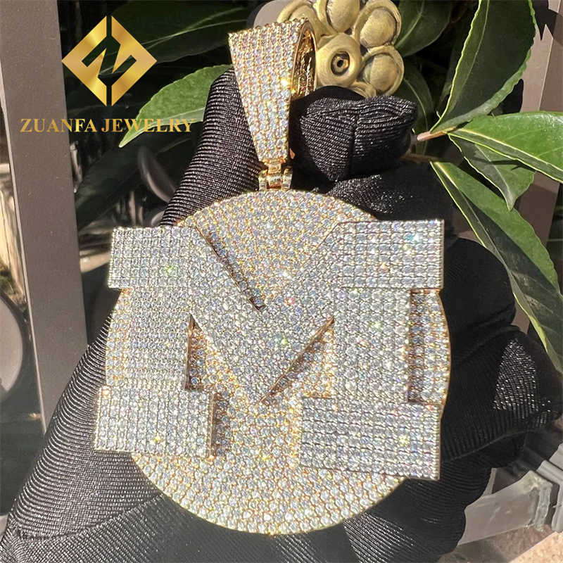 Custom Jewelry Sterling Silver 925 Hip Hop Jewelry Vvs Moissanite Diamond Iced Out Letter Pendant