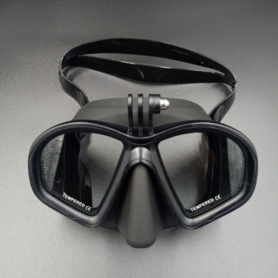 Diving Masks Wet Mount Low Volume Diving Mask Tempered Glass Freedive Mask J-type Diving Mask Snorkel Set with Camera Mount Black 230526