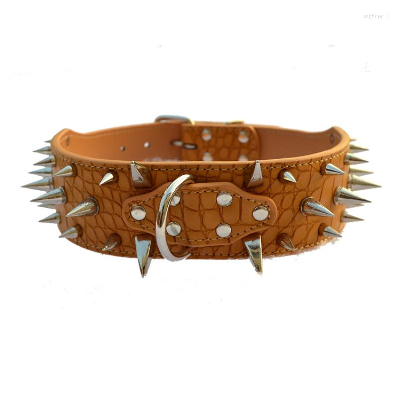 Update Dog Collars Alloy Horn Spike Nail Pet Collar Wolf Teeth Rivet Leather Neck Circle Chain Supplies