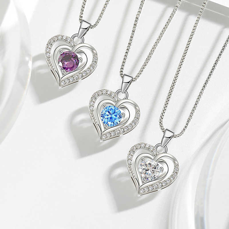 Copper Gem Stone Fashion Jewelry Heart of the Ocean Beating Blue Heart Diamond Necklace for Women