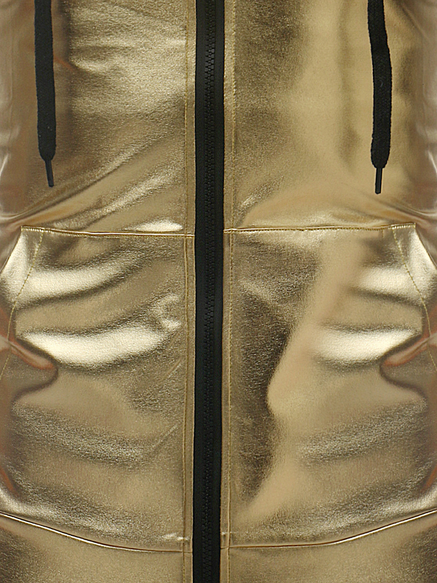 Men's Tracksuits Hooded T Shirt Men Shiny Silver Metallic Zipper Night Club Tshirt Casual Harajuku Streetwear Tee Homme Camiseta 230529