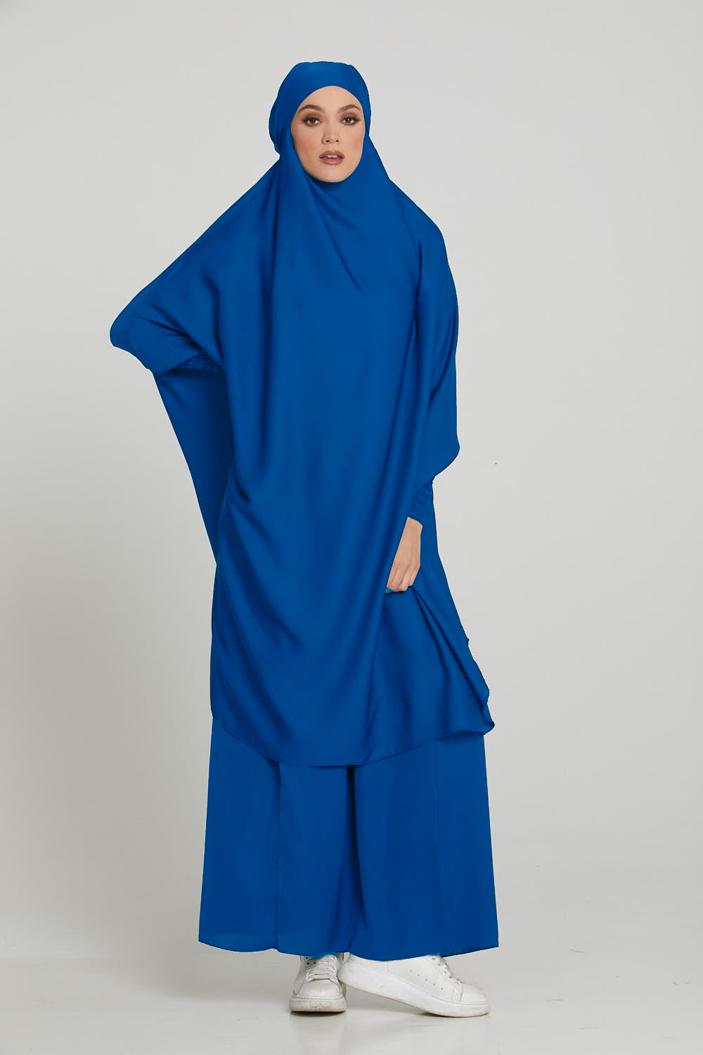 Ethnic Clothing Two Piece Jilbab Prayer Set Abaya for Woman Batwing Hijab Dress Muslim Kimono Kaftan Robe Long Khimar Islam Cloth Jilbab Ramadan 23052