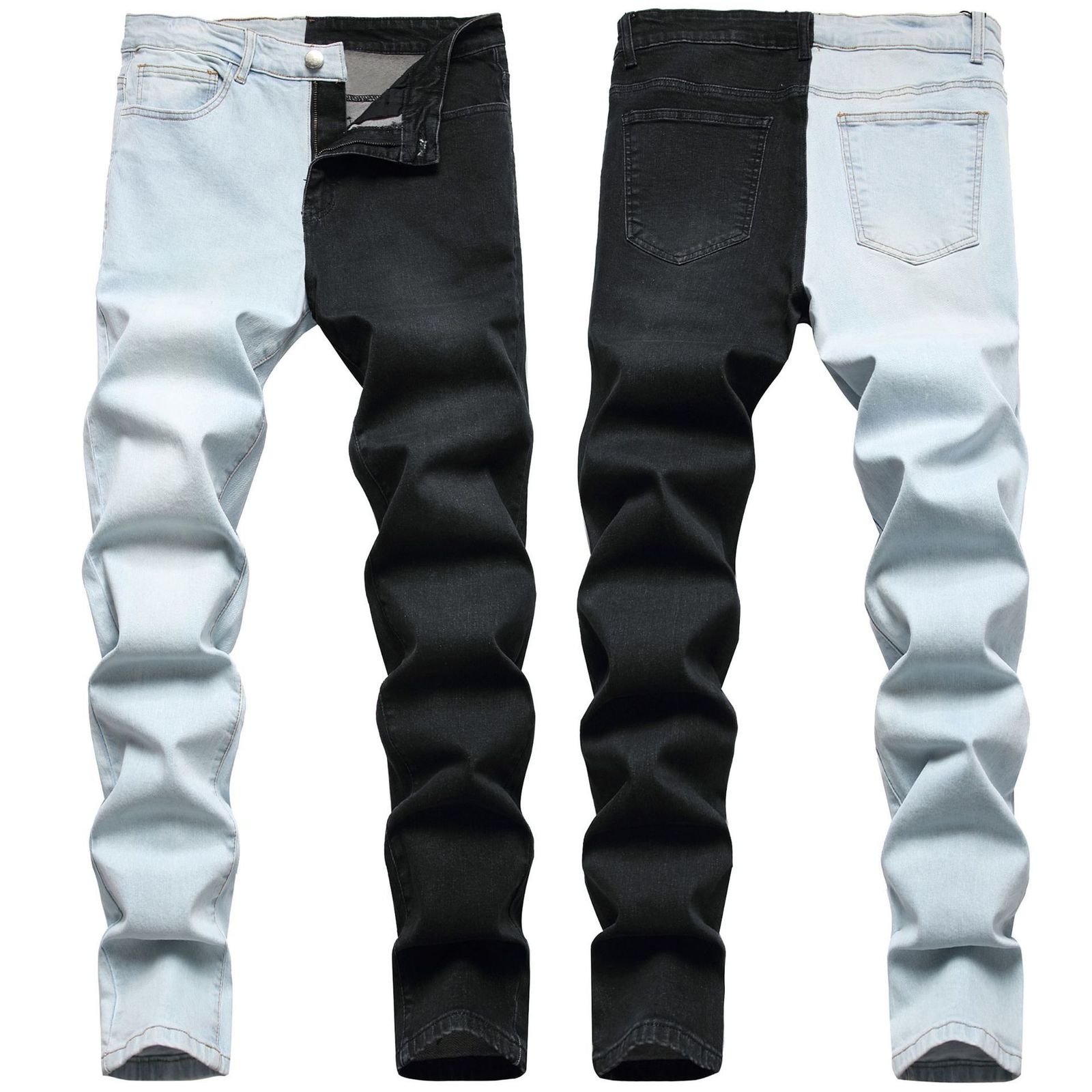 Mens Jeans Mens Multicolor Stitch Denim Pants Streetwear Hip Hop Skinny Jeans Fashion Y2K Harajuku Men Denim Trousers Jean Pantalon Homme