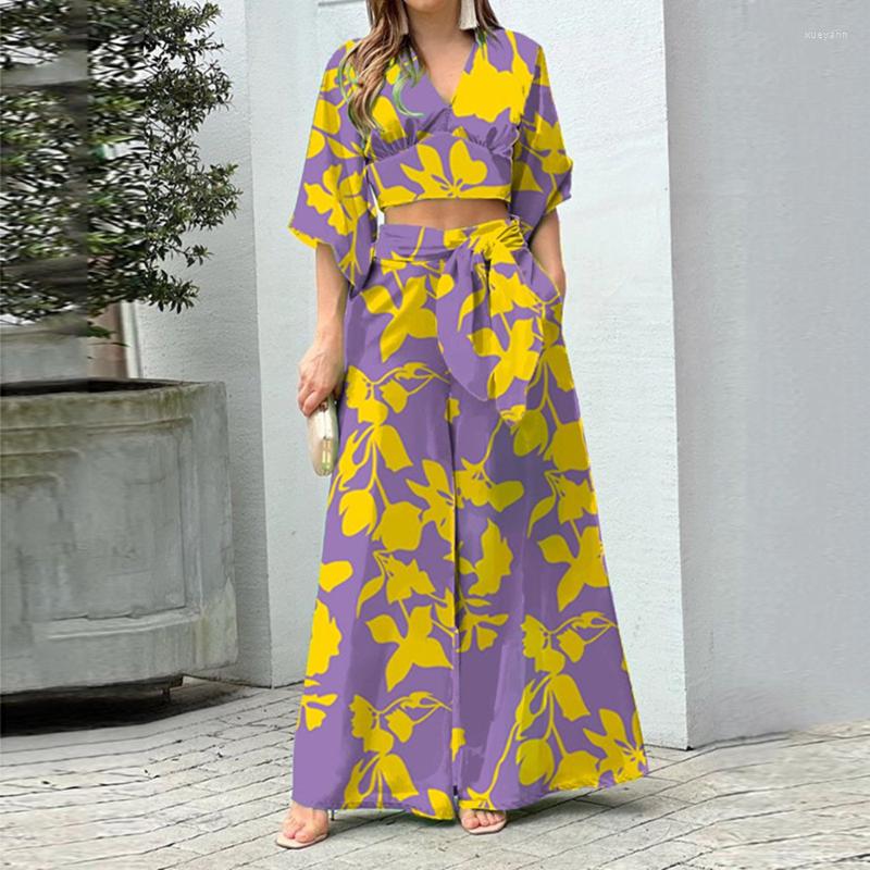 Women' Two Piece Pants 1 Set Printed Casual Suit V-Neck Short Top High Waist Wide Leg Fashion Loose Women Clothing, Green
Women' Two Piece Pants 1 Set Printed Casual Suit V-Neck Short Top High Waist Wide Leg Fashion Loose Women Clothing, Green
