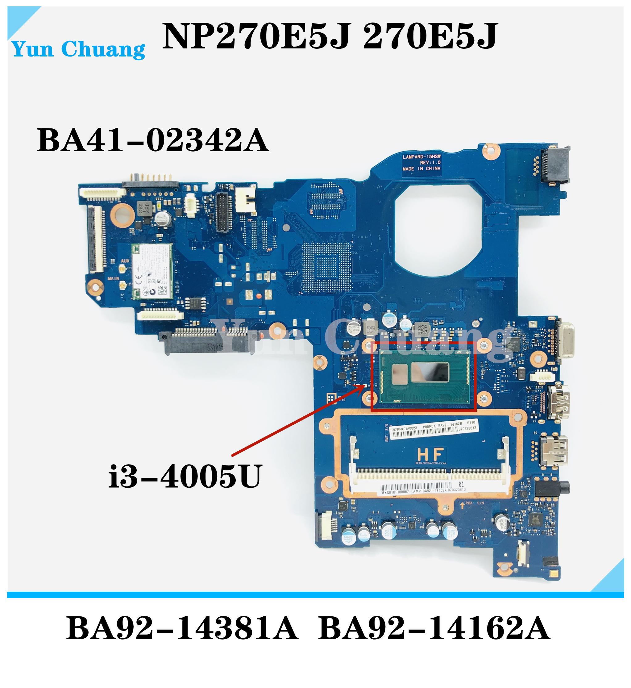 

Motherboards BA4102342A BA9214162A BA9214381A for Samsung NP270E5J 270E5J notebook motherboard With CPU i34005U DDR3L 100% test work