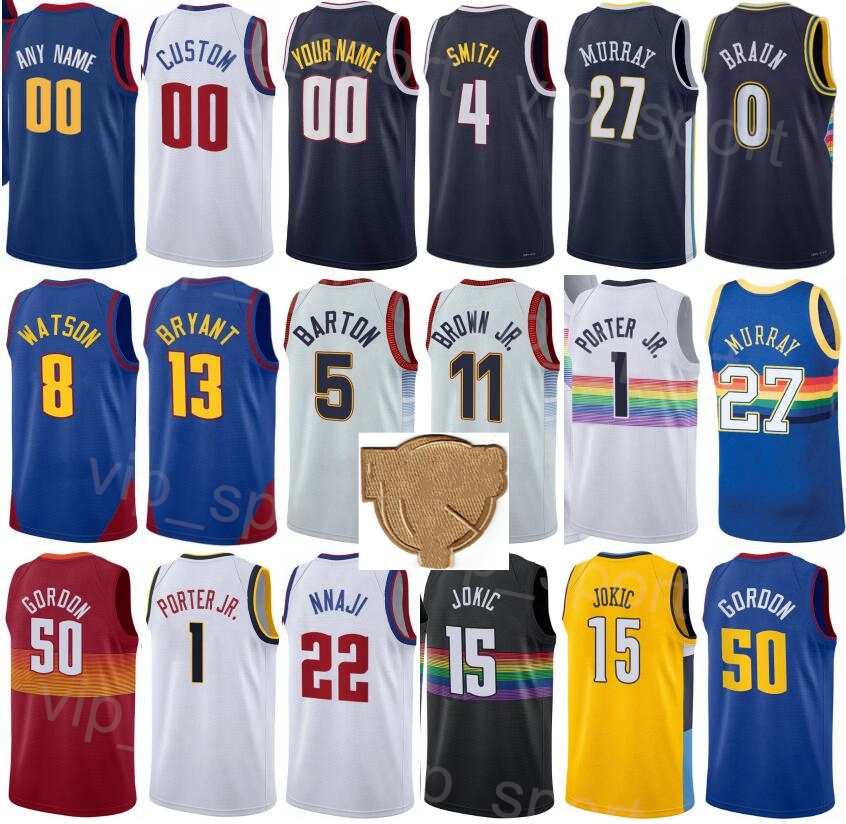Printed Finals Basketball Jamal Murray Jerseys 27 Jokic 15 Michael Porter Jr 1 Aaron Gordon 50 Bruce Brown 11 Kentavious Caldwell-Pope 5 Ish Smith 14 City Men Women, Navy blue
Printed Finals Basketball Jamal Murray Jerseys 27 Jokic 15 Michael Porter Jr 1 Aaron Gordon 50 Bruce Brown 11 Kentavious Caldwell-Pope 5 Ish Smith 14 City Men Women, Navy blue