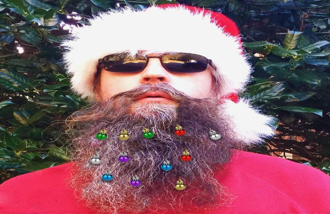 12pcs Christmas Ball Ornaments Baubles Clips Shiny Easy Attach High Gloss Facial Hair Clips Beard Bauble For Events Party