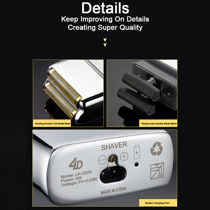 Electric Shavers Rechargeable Metal Barber Hair Beard Electric Shaver For Men Electric Razor Bald Head Shaving Machine Finishing Tool 230529