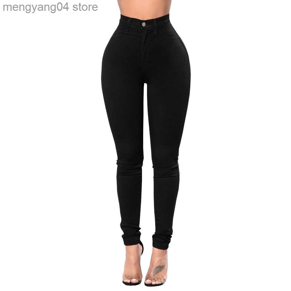 Women's Jeans 2022 Spring Summer Trousers Black and White High Waist Jeans For Women Casual Skinny High Elastic Denim Pencil Pants S-2XL T230530