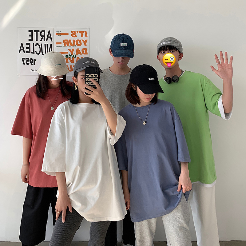 Mens TShirts 100% Cotton Five Half Sleeve Women Summer Tshirt Loose Shortsleeved Casual Basic Shirt O Neck Solid Color Oversize 230529
