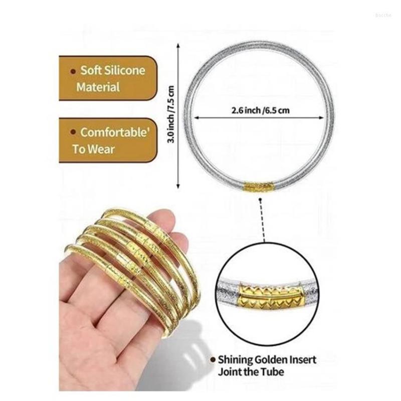 Bangle 9pcs Glitter Jelly Bracelet Set Women's All Weather Tibetan Buddhist Temple Lucky Charm Gift For Girls Mother's Day Party