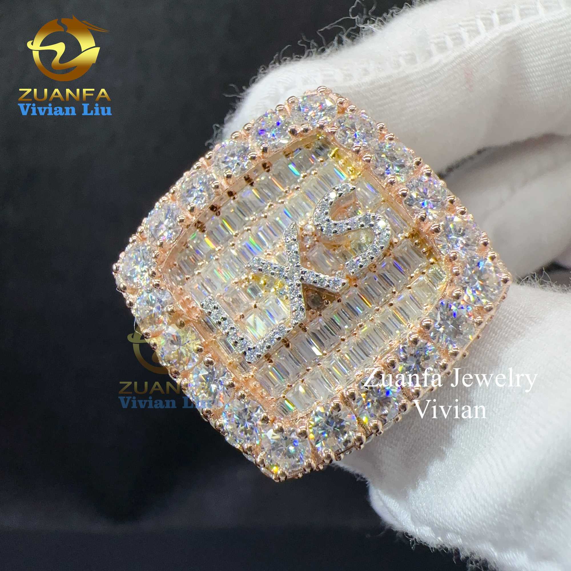 Pass Dia Tester Custom Vvs Moissanite Hip Hop Jewelry Sterg Sier Ring for Men Rings