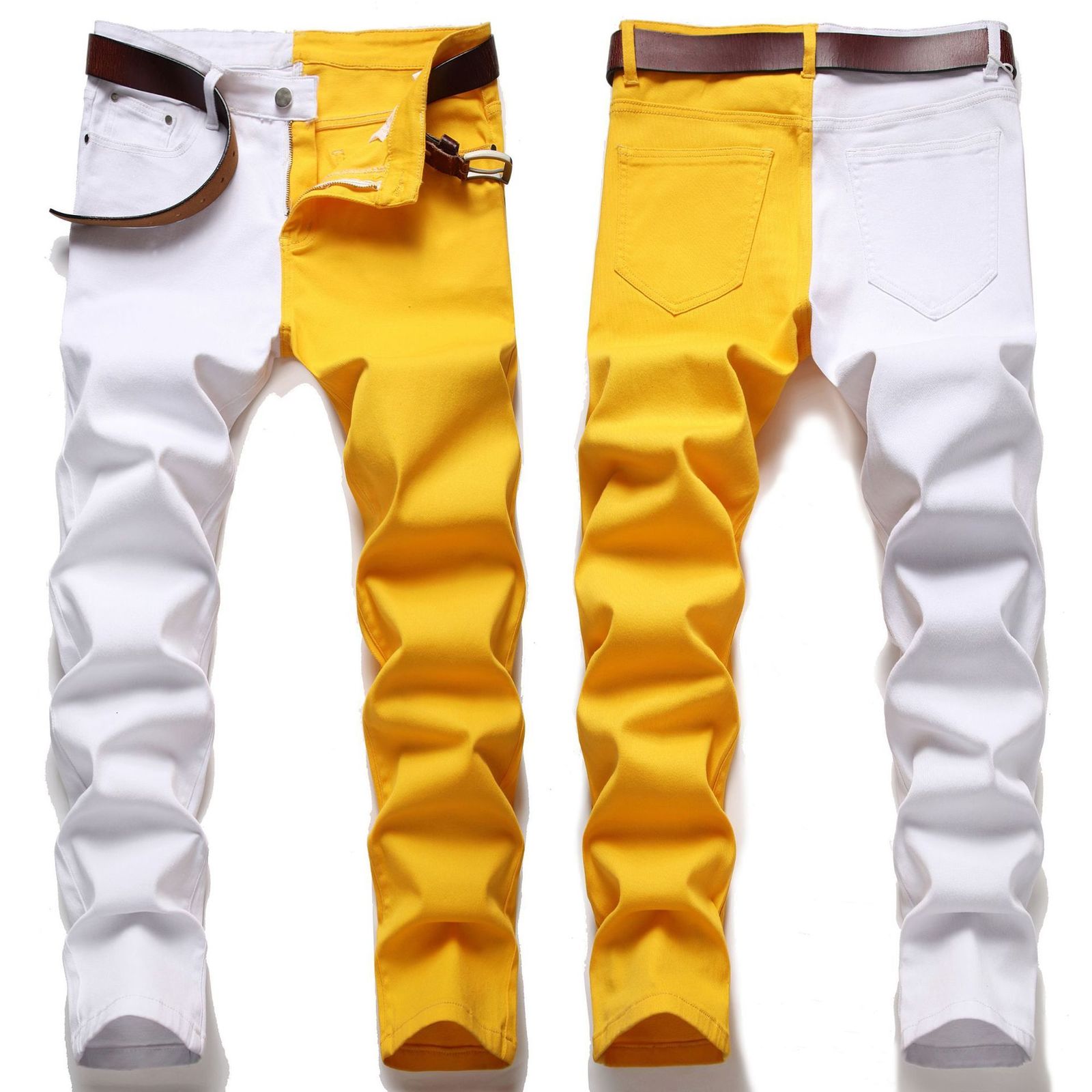 Mens Jeans Mens Multicolor Stitch Denim Pants Streetwear Hip Hop Skinny Jeans Fashion Y2K Harajuku Men Denim Trousers Jean Pantalon Homme