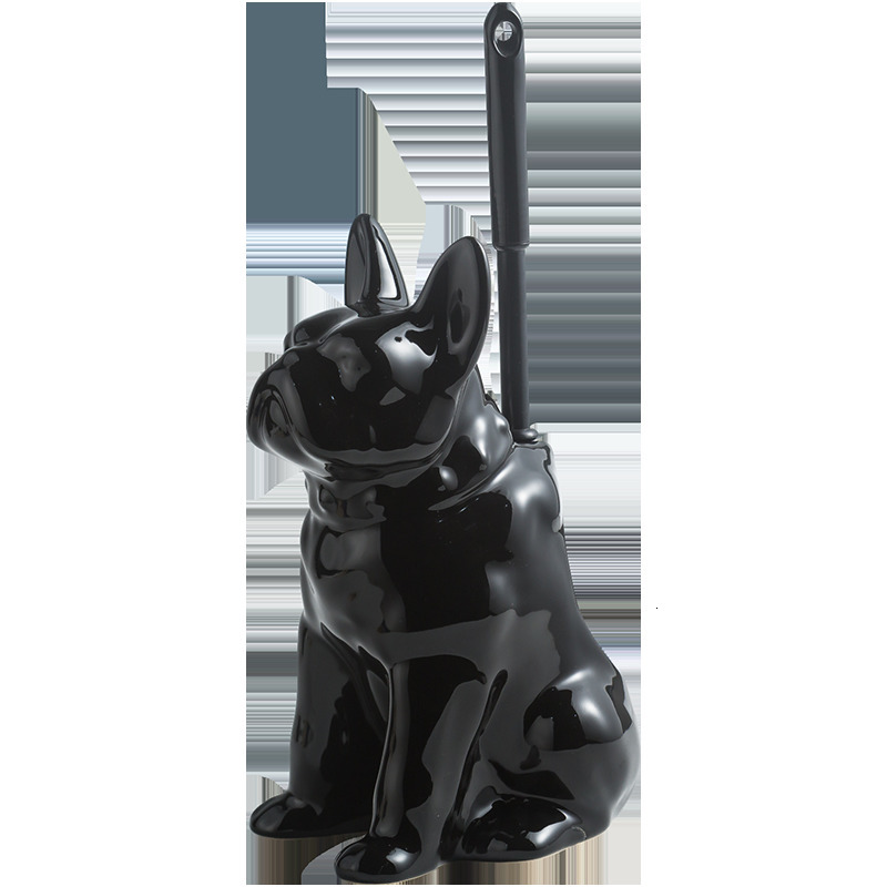 Pot Racks Ceramic Dog Toilet Brush Holder French Bulldog Black and White Cartoon Storage Bathroom Accessories 230625