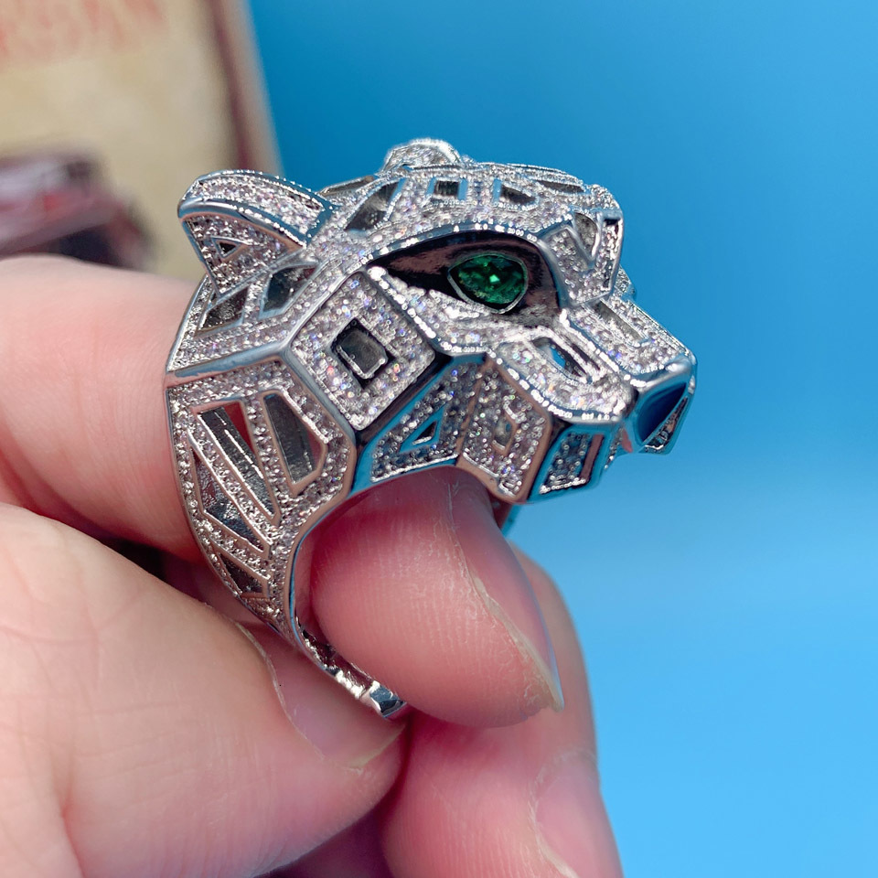 Solitaire Ring Zlxgirl Jewelry Rhodium Silver Plated Color Leopard Animal Finger Rings For Men Party Gifts Cubic Zircon Copper Rings 23