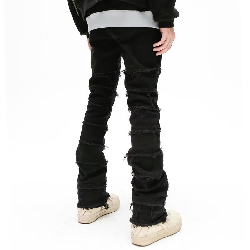 Mens Jeans Dark Streetwear Black Baggy Grunge Stacked Y2K Pants Men Patchwork Hip Hop Straight Denim Trousers Pantalones Hombre 230529