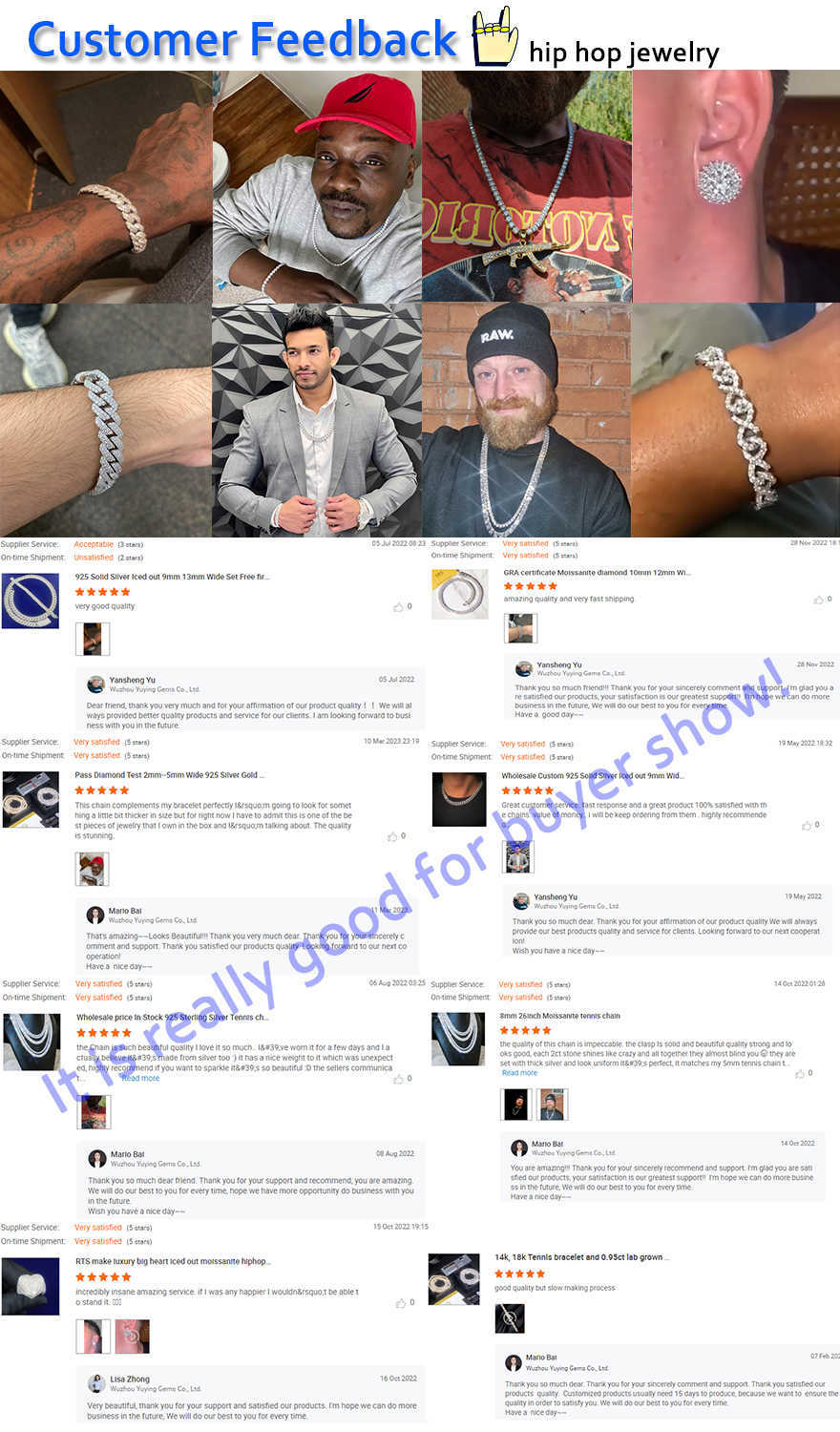 Yu ying Pass test 8-14mm Wide GRA Moissanite dia gold Sterg Sier Cuban k chain for Men Hip Hop Necklace