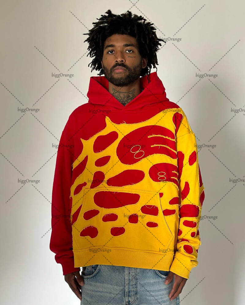 Mens Tracksuits American Street Trend Clothing Ghost Patchwork Oversized HOODIE Men Y2K Gothic Rock Loose Retro Couple Pullover Sweatshirt 231007