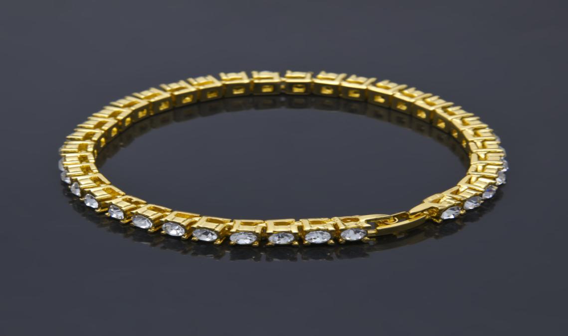 Men Hip Hop Jewelry 5mm Round Rhinestone Bracelet Bling Tenns Bracelet Golden Silver 7inch 8inch Simulate Dimonds Bangles Braceles