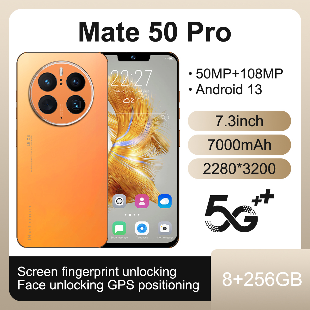 5G Cell Phone 7.3-inch Android Smartphone MATE50 Pro 8GB+256G Dual Sim Cellphone 50mp Ai Triple Camera 7300mAh Battery Face Recognition 18w Fast Charging Face Recogni, Black
5G Cell Phone 7.3-inch Android Smartphone MATE50 Pro 8GB+256G Dual Sim Cellphone 50mp Ai Triple Camera 7300mAh Battery Face Recognition 18w Fast Charging Face Recogni, Black