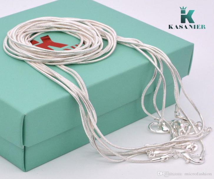 10 pcs fashion 1.2MM Chain Women jewelry 16-24 inch chain necklace silver chain+ 925 lobster clasps free shipping KASANIER
