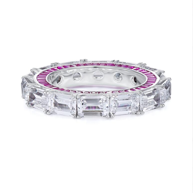 2023 Sparkling Wedding Rings Luxury Jewelry Pure 100% 925 Sterling Silver Emerald Cut Moissanite Diamond High Quality Party Eternity Women Bridal Ring