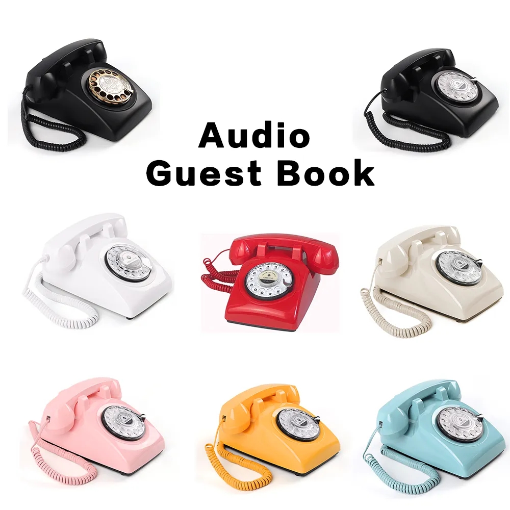 Premium Audio GuestBook Telephone with Free LED Wedding Sign and A5 Vertical Photo Frame | Vintage and Retro Style Audio Guestbook