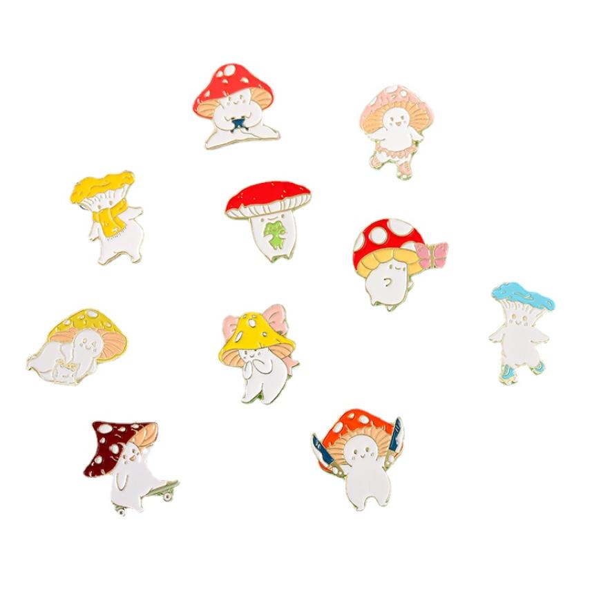 Cute Mushroom Kawaii Cartoon Brooches Pin for Women Fashion Dress Coat Shirt Demin Metal Funny Brooch Pins Badges Backpack Gift Je