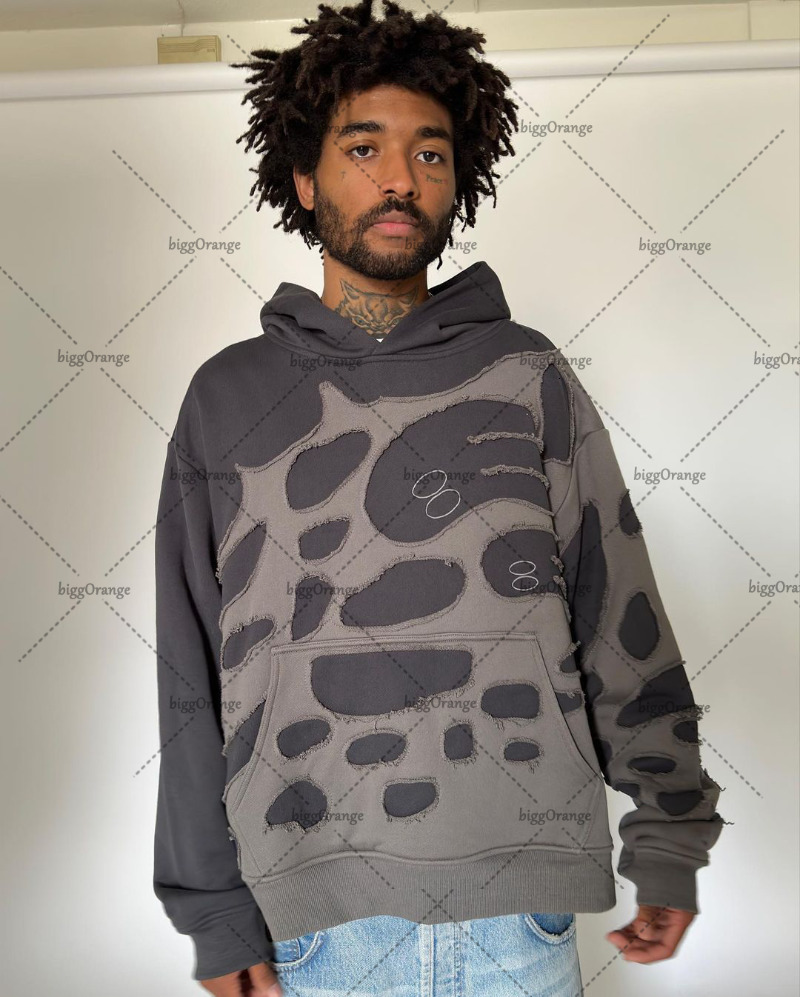 Mens Tracksuits American Street Trend Clothing Ghost Patchwork Oversized HOODIE Men Y2K Gothic Rock Loose Retro Couple Pullover Sweatshirt 231007