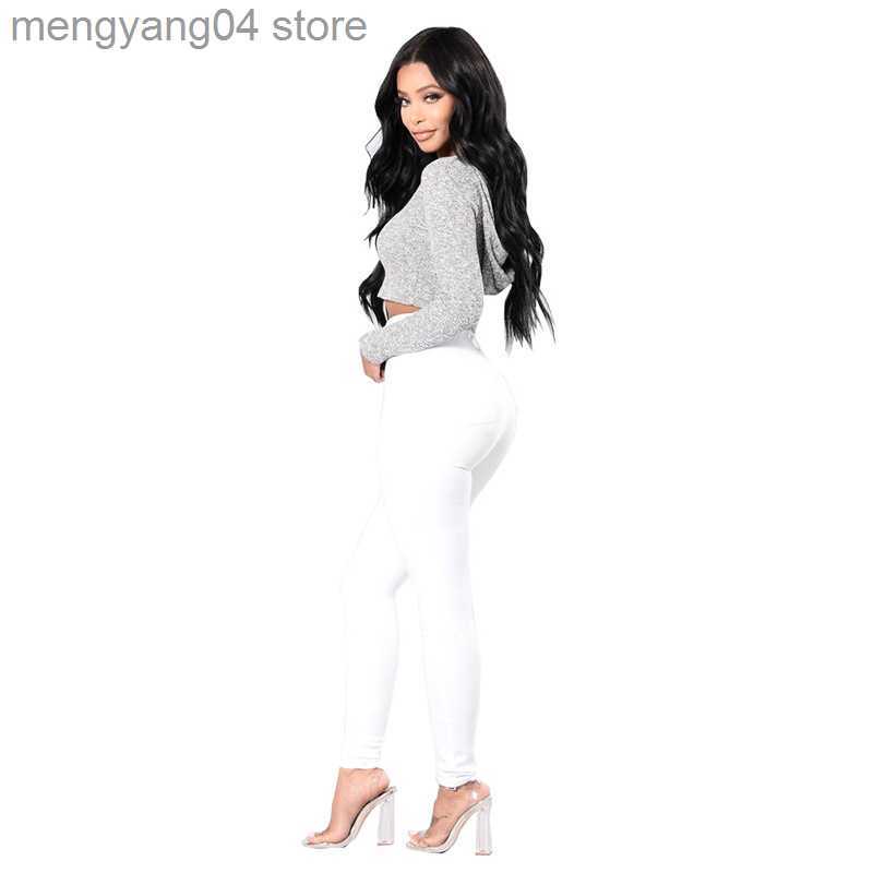 Women's Jeans 2022 Spring Summer Trousers Black and White High Waist Jeans For Women Casual Skinny High Elastic Denim Pencil Pants S-2XL T230530