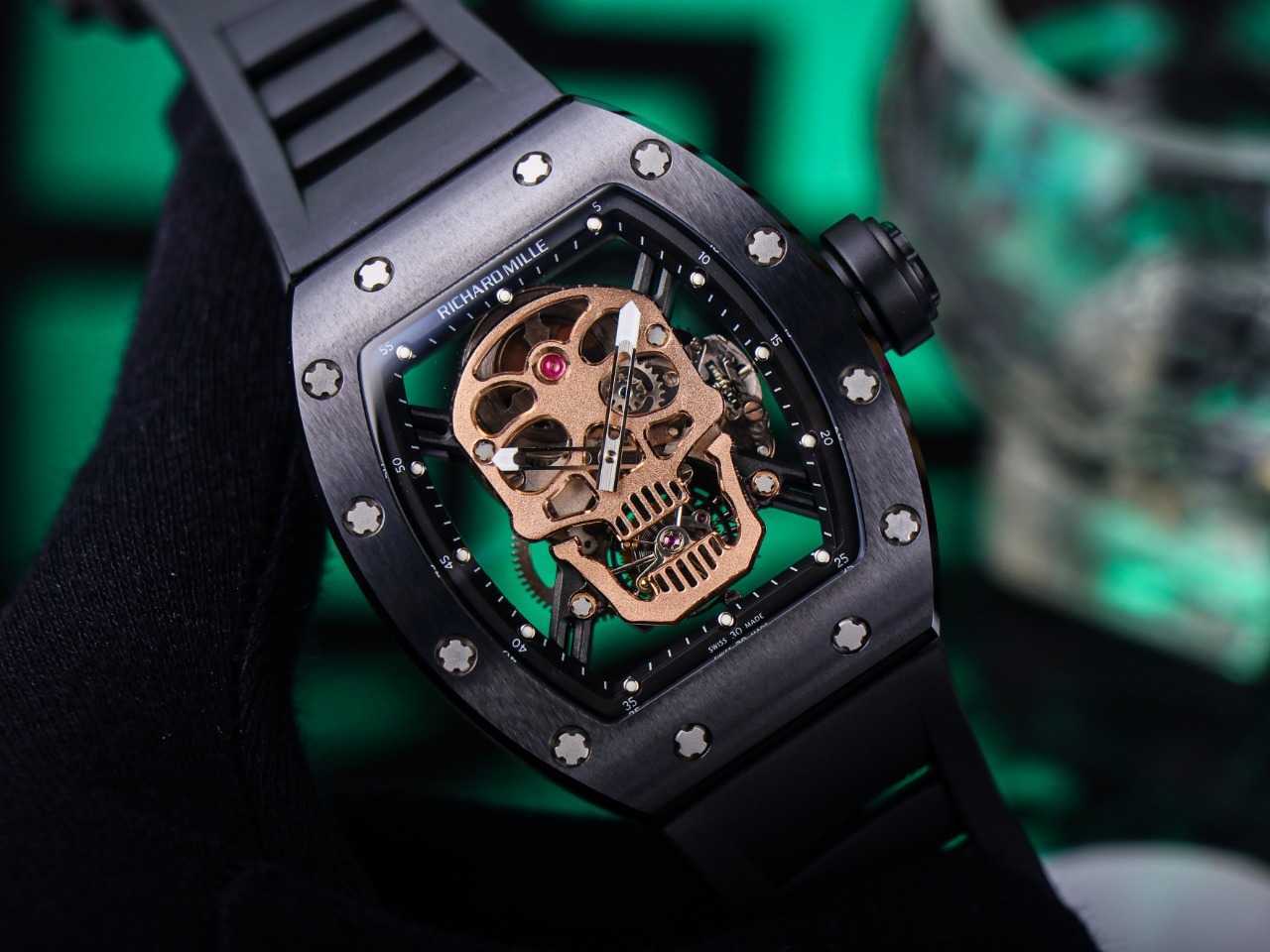 RM052-01 SUPERCLONE Active tourbillon Men's Watch Personality Fashion Cool Transparent rm52 Skull Sports Waterproof Hollow Out Dial Square Skull Mechanical 5 2JR4, White shell black silver
RM052-01 SUPERCLONE Active tourbillon Men's Watch Personality Fashion Cool Transparent rm52 Skull Sports Waterproof Hollow Out Dial Square Skull Mechanical 5 2JR4, White shell black silver