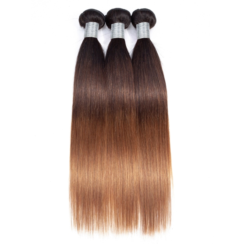 Peruvian Virgin Hair Extensions 3 Bundles With 13X4 Lace Frontal Free Part 4Pcs 1B/4/30 Body Wave Yirubeauty