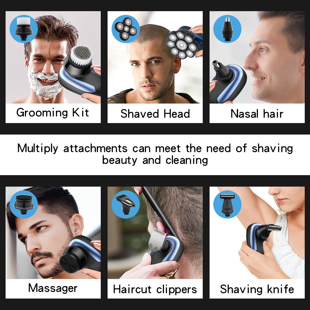 Electric Shavers Floating Head Shaver for Bald Men Waterproof Electric Razor for Men with Nose Hair Trimmer Wet/Dry Grooming Shaving Machines 230529 - view 4