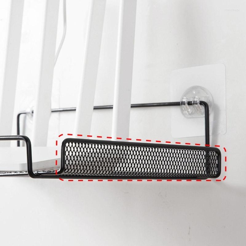 Wall Mount Shelf for WiFi Router & Set-Top Box - Sturdy Metal Storage Rack, Black