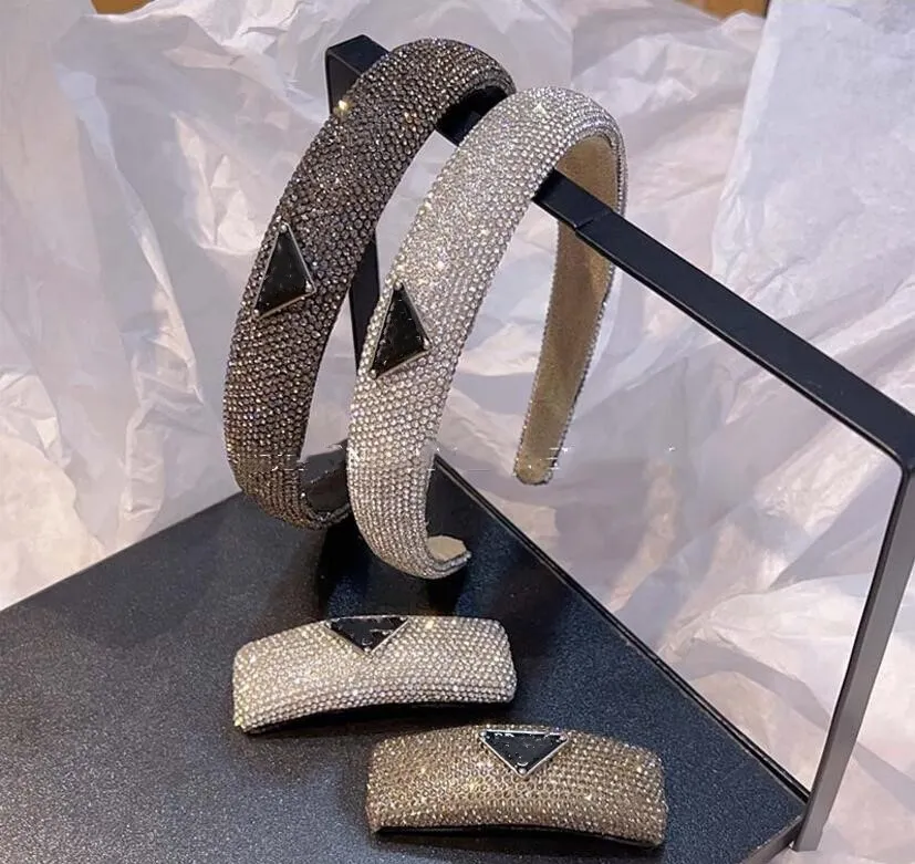 Diamond Shine Letter Headbands Fashion BB clip Suit Headwear Female Designer Headband Hairpin Girls Hair Accessories