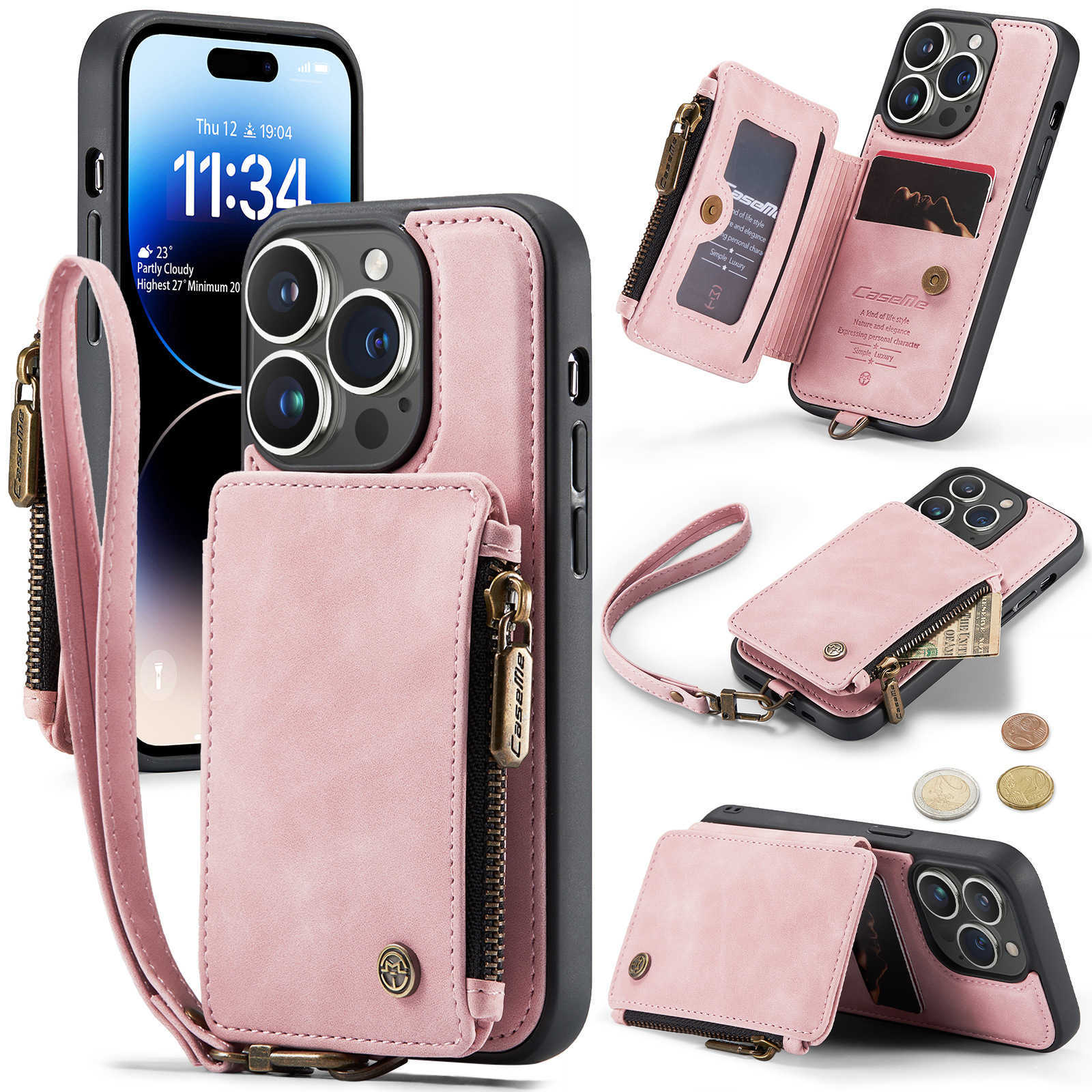 iPhone 14 frosted back cover phone case phone leather case anti-theft brush protective case, Black5
