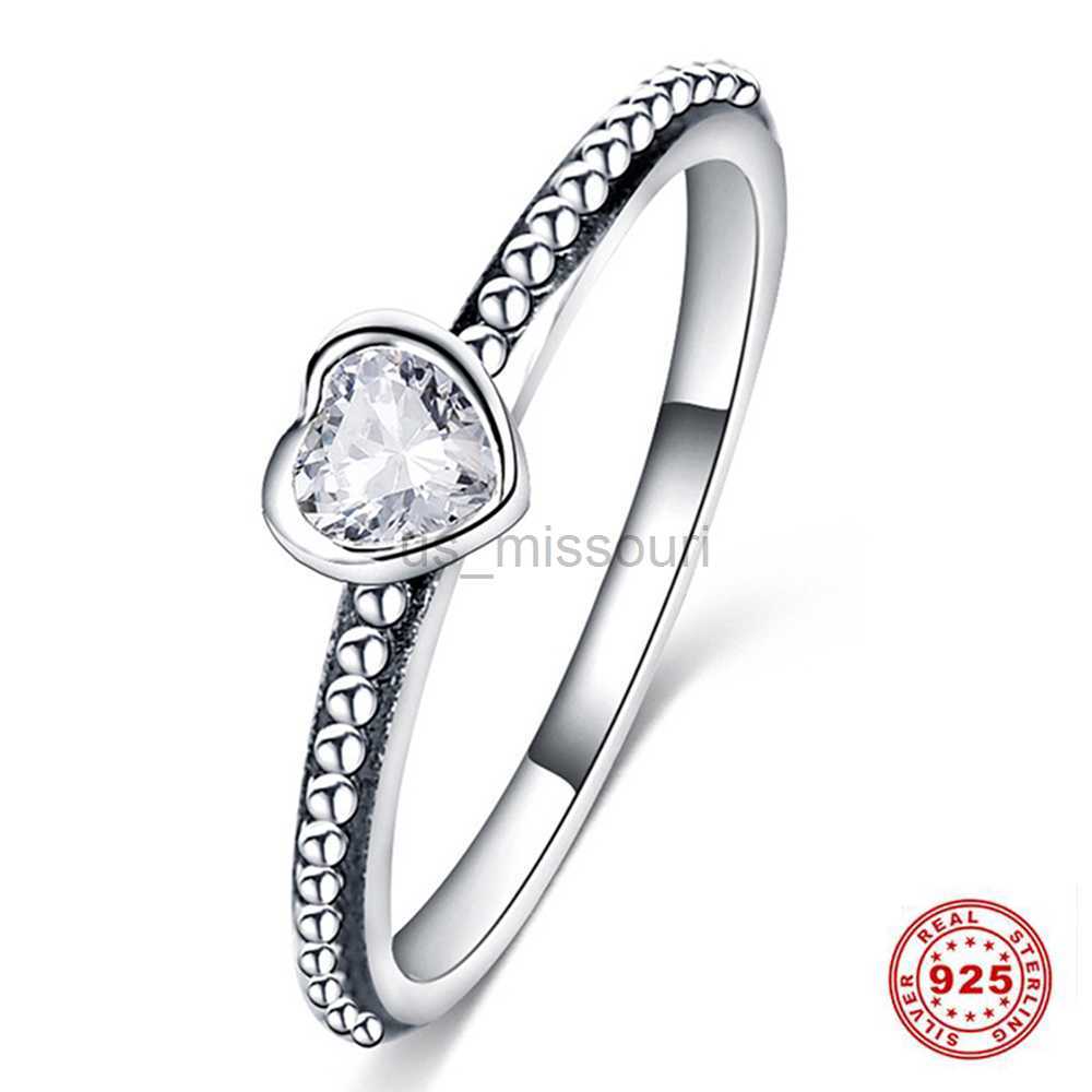 Band Rings Hot Fashion 925 Sterling Silver Princess Tiara Crown Sparkling Love Heart CZ Rings for Women Engagement Jewelry Anniversary 2021 J230531