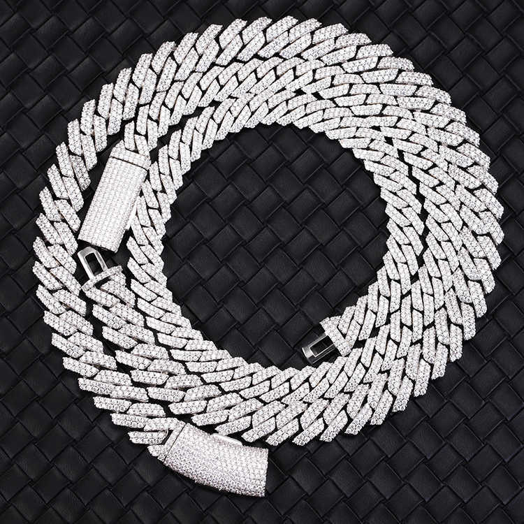 pass test 8-14mm wide GRA moissanite dia gold Sterg Sier cuban k chain for Men Hip Hop necklace Noble quality