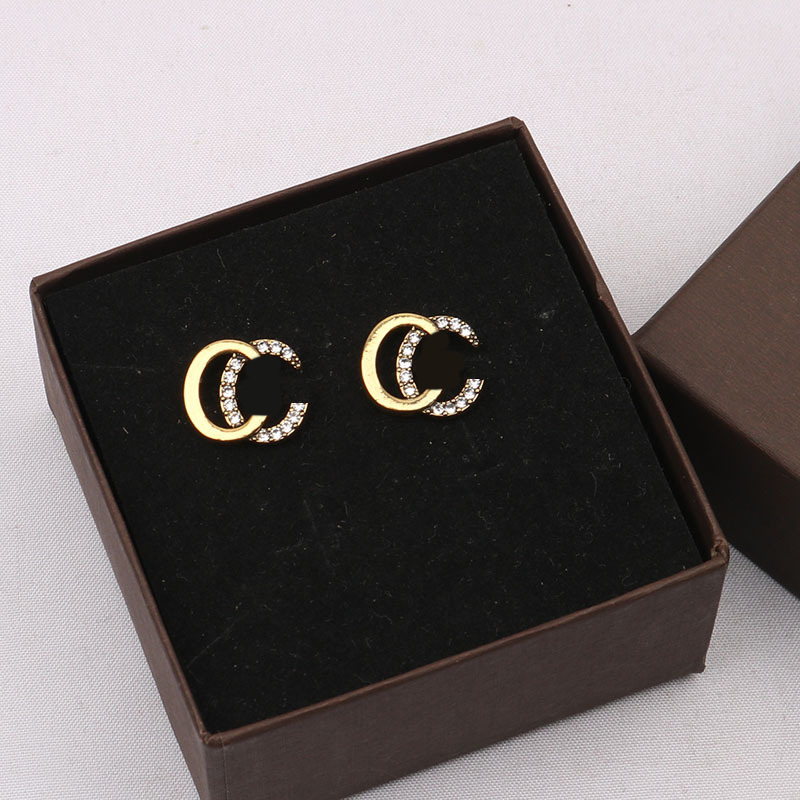 20Style Gold Plated Designers Letters Stud Elegant Women Studs Zircon Dia Pearl Earring Wedding Party Jewerlry S Sier