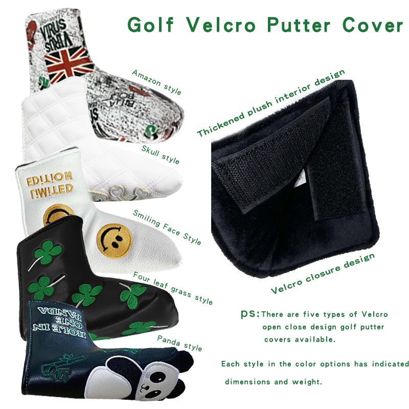 Other Golf Products 1 pcs Putter Cover for Blade PU Leather WaterproofSoft Knitted Fabric Good Protection Cartoon Club Head Covers 230530