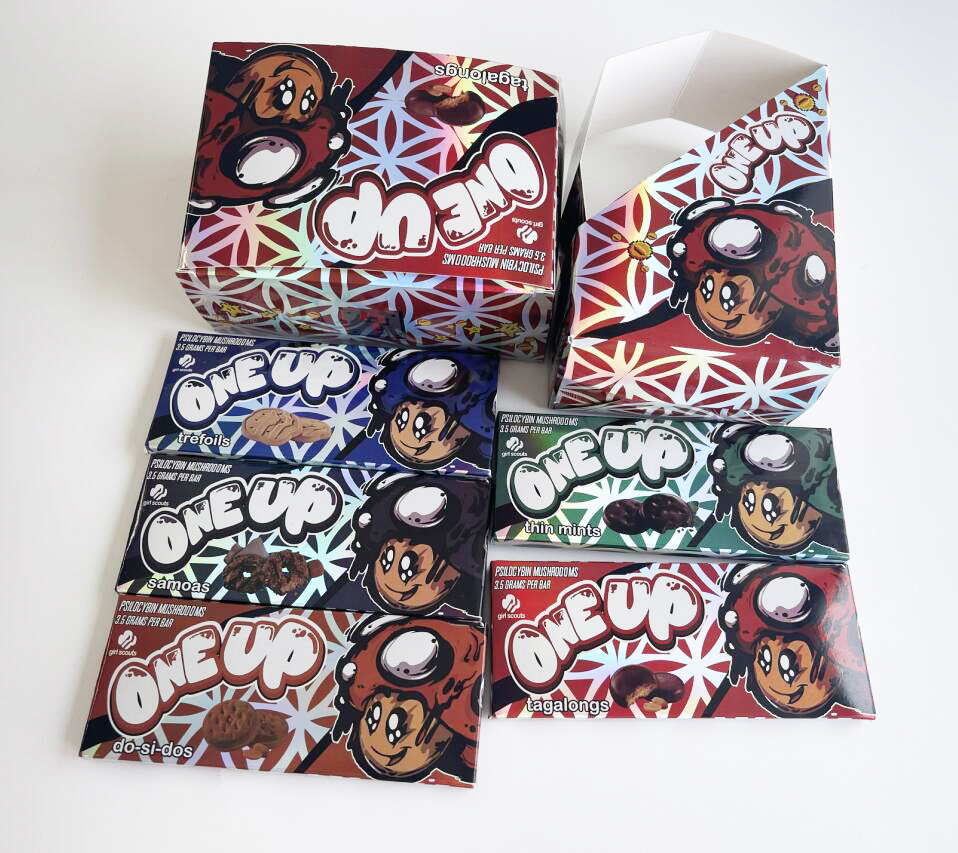 Packing boxes One Up Cream Chocolate Bar Mushroom Shrooms 3.5 Gram Oneup Package Box
Packing boxes One Up Cream Chocolate Bar Mushroom Shrooms 3.5 Gram Oneup Package Box