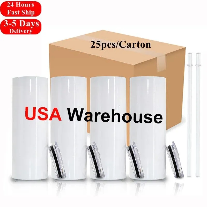 USA Warehouse 25pc/carton STRAIGHT 20oz Sublimation Tumblers blanks white Slim Beer Cups DIY Coffee Mugs with Lid and Straw
USA Warehouse 25pc/carton STRAIGHT 20oz Sublimation Tumblers blanks white Slim Beer Cups DIY Coffee Mugs with Lid and Straw