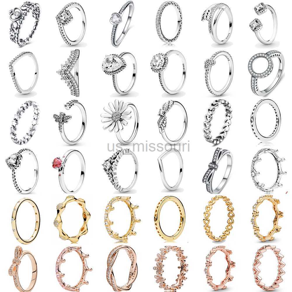 Band Rings Hot Fashion 925 Sterling Silver Princess Tiara Crown Sparkling Love Heart CZ Rings for Women Engagement Jewelry Anniversary 2021 J230531