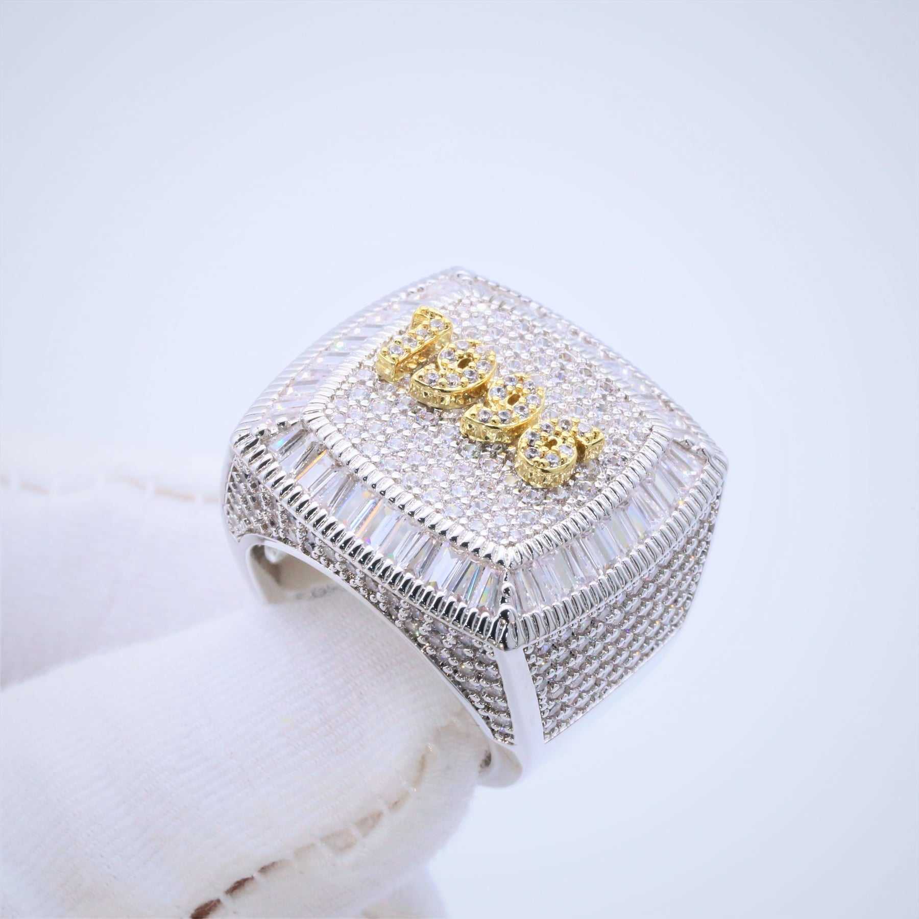 Trendy Diamond Custom Gold Plated 925 Sterling Silver Iced Out Hip Hop Moissanite Rings For Men