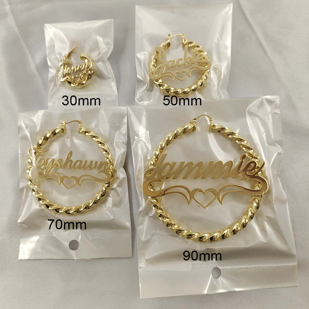 Hoop Huggie DODOAI Custom Twist Hoop Earrings For Women Bold Rope Earrings with Name Customize Name Round Earring Personality Jewellery 230531