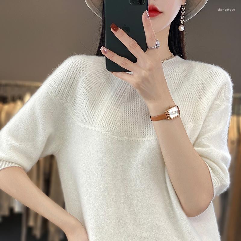 Women's T Shirts Women's T-shirt Summer Wool Sweater Short-sleeved Casual Pure Knit Tees Tops Round Neck Fashion Hollow Blouse, Blue
Women's T Shirts Women's T-shirt Summer Wool Sweater Short-sleeved Casual Pure Knit Tees Tops Round Neck Fashion Hollow Blouse, Blue