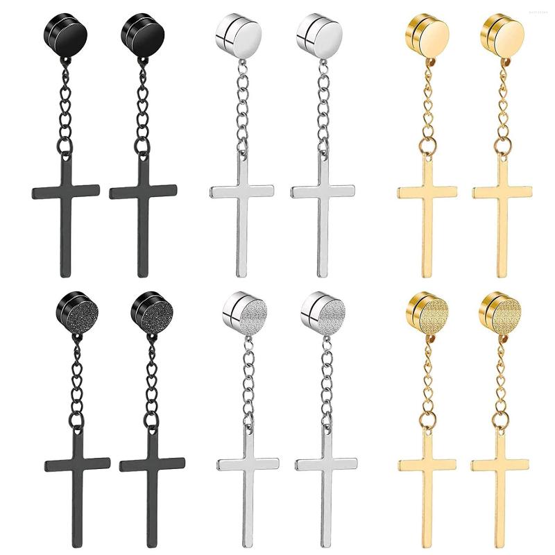 Stud Earrings 2pcs Punk Mens Strong Magnet Magnetic Cross Ear Set Non Piercing Fake Gift For Boyfriend Lover Jewelry