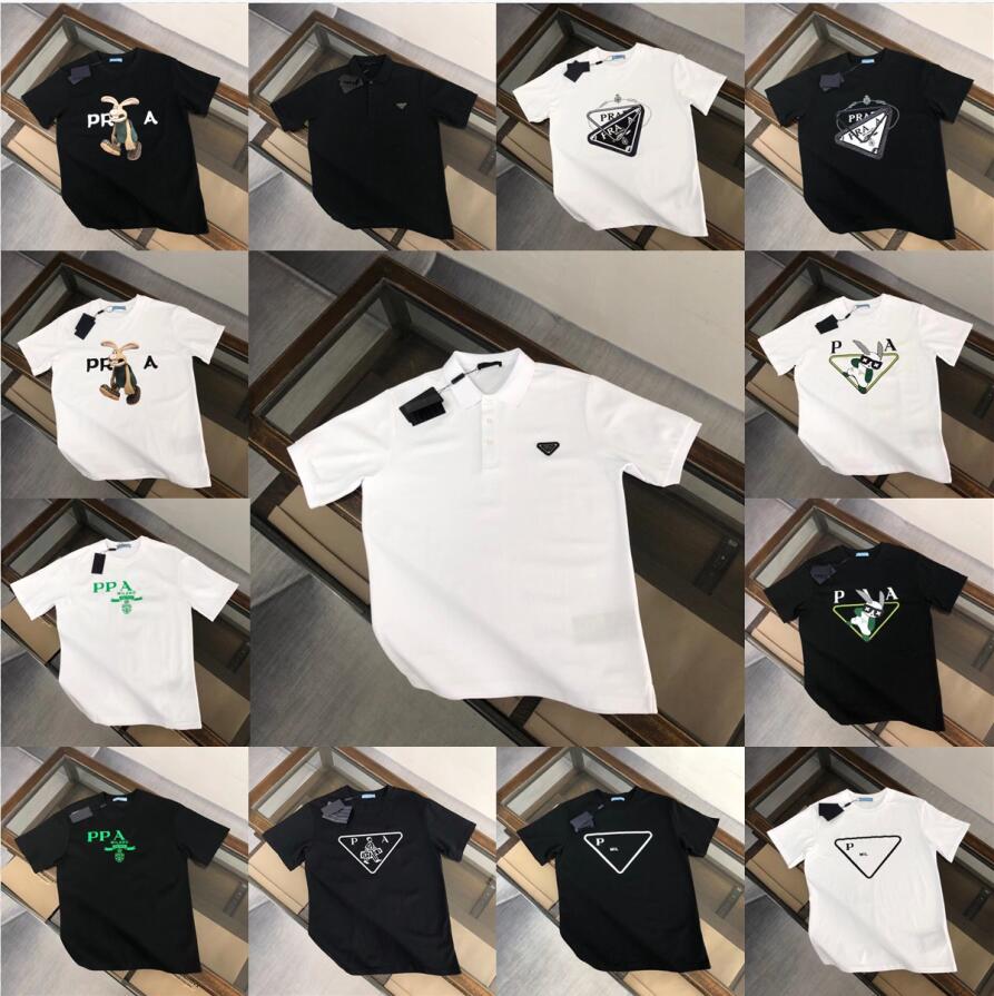 

P-ra 47 Styles Fashion Design Brand Mens Polos T Shirt Tees Shirts Newest Women Couple Sports Short Sleeve Top Summer Casual Round Neck 100% Cotton Tshirt Tops, P-06